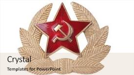  Presentation with soviet - Slides featuring personal threat - color photo of military insignia background and a coral colored foreground