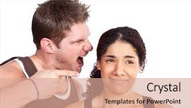  Presentation with train the trainer - Audience pleasing theme consisting of personal trainer screaming at a woman backdrop and a coral colored foreground