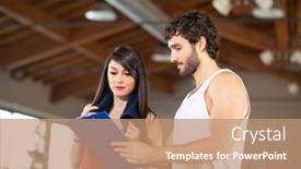 Presentation with trainer - Amazing theme having personal-trainer-showing-schedule backdrop and a coral colored foreground