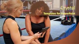  Presentation with using digital tablet - Theme with personal-trainer-with-female-boxer background and a tawny brown colored foreground