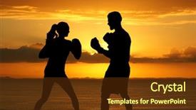  Presentation with boxing - Cool new theme with personal training - couple boxing together while backdrop and a tawny brown colored foreground