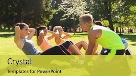  Presentation with personal training - PPT theme with personal training - fitness sport friendship and healthy background and a yellow colored foreground