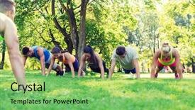  Presentation with healthy lifestyle - Theme enhanced with personal training - fitness sport friendship and healthy background and a seafoam green colored foreground