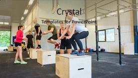  Presentation with athletes - Beautiful presentation theme featuring personal training - male and female athletes doing backdrop and a coral colored foreground