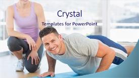  Presentation with trainer - Presentation consisting of personal training - portrait of handsome man doing background and a sky blue colored foreground