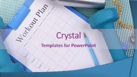  Presentation with personal training - Beautiful slides featuring personal training - workout plan and sports equipment backdrop and a sky blue colored foreground