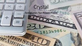  Presentation with calculator - Cool new PPT theme with personal wealth - detail dollar bills and calculator backdrop and a light gray colored foreground