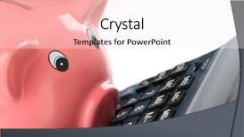  Presentation with personal - Cool new presentation design with personal wealth - piggy bank with calculator close backdrop and a sky blue colored foreground