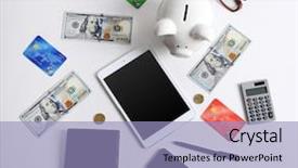  Presentation with accessories - Colorful slides enhanced with personal wealth - set of stylish businessman accessories backdrop and a light blue colored foreground