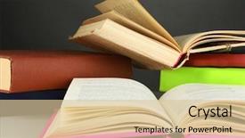  Presentation with stack books - PPT theme consisting of personality differences - stack of books on gray background and a lemonade colored foreground