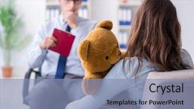  Presentation with personality - PPT theme featuring personality disorder - patient visiting psychiatrist doctor background and a light blue colored foreground