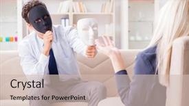  Presentation with personality - Audience pleasing presentation theme consisting of personality disorder - young man visiting psychiatrist doctor backdrop and a soft green colored foreground