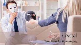  Presentation with personality - Presentation theme enhanced with personality disorder - young man visiting psychiatrist doctor background and a coral colored foreground