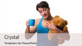  Presentation with personality - Presentation design with personality disorder - young man with coffee cup background and a light gray colored foreground
