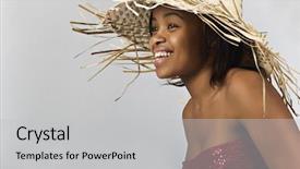  Presentation with young sing woman singing young - Audience pleasing PPT theme consisting of personality profile - young african woman casual dressed backdrop and a light gray colored foreground