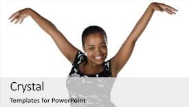  Presentation with kids jumping and lifting hand - Colorful slides enhanced with personality profile - young african woman lifting hands backdrop and a white colored foreground