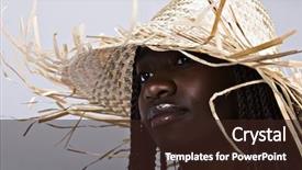  Presentation with gravity the sun - Audience pleasing presentation theme consisting of personality profile - young african woman with sun backdrop and a wine colored foreground