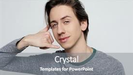  Presentation with young man on the phone - Cool new PPT layouts with personality style work - young attractive guy makes phone backdrop and a gray colored foreground