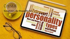  Presentation with personal development - Theme having personality-types-word-cloud background and a gold colored foreground
