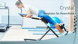  Presentation with exercise trainer - Cool new presentation with personall trainer work in gym hyperextension exercise backdrop and a sky blue colored foreground