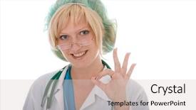  Presentation with brown sugar isolated on white - Slide deck having personel hygeine - attractive female doctor isolated background and a  colored foreground