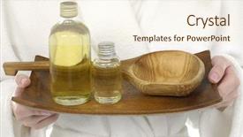  Presentation with food in spoon falling - PPT theme with personel hygeine - holding a tray with lotion background and a  colored foreground