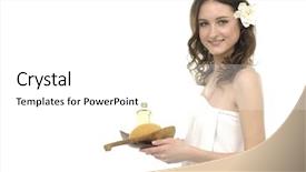  Presentation with lotion - Slides consisting of personel hygeine - woman holding a tray background and a  colored foreground