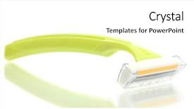  Presentation with security and safety - Colorful presentation enhanced with personel hygeine - woman safety shaver isolated backdrop and a  colored foreground