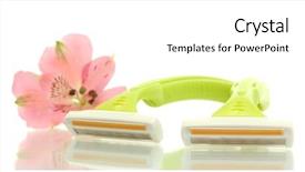  Presentation with grounds maintenance safety - Amazing presentation design having personel hygeine - woman safety shavers and flower backdrop and a  colored foreground