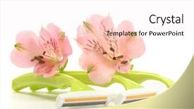  Presentation with safety highs - Theme with personel hygeine - woman safety shavers and flowers background and a  colored foreground