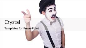  Presentation with artificial intelligence white - Theme with personification of charlie chaplin background and a  colored foreground