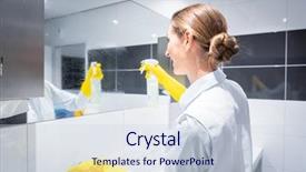  Presentation with mirror - Slide deck enhanced with personnel - cleaner woman or janitor cleaning background and a lemonade colored foreground