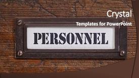  Presentation with cabinet - Presentation design featuring personnel - file cabinet label bronze background and a tawny brown colored foreground