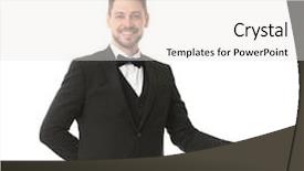  Presentation with waiter - Slide deck enhanced with personnel - handsome waiter on white background background and a white colored foreground