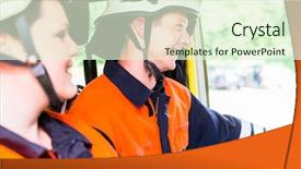  Presentation with fire fighters - Presentation enhanced with personnel department - male and female fire fighters background and a cream colored foreground