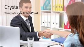  Presentation with job interview - Slides featuring personnel file - job applicant having interview background and a lemonade colored foreground