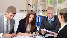  Presentation with job interview - PPT theme with personnel file - job applicants having interview background and a coral colored foreground