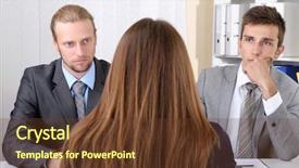  Presentation with job interview - Audience pleasing PPT theme consisting of personnel file - job applicants having interview backdrop and a  colored foreground