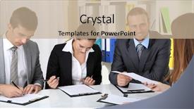  Presentation with job interview - Colorful presentation enhanced with silhouette of buddha statue sun backdrop and a gold colored foreground