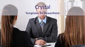  Presentation with 30 60 90 job interview - Slide set enhanced with personnel file - job applicants having interview background and a sky blue colored foreground