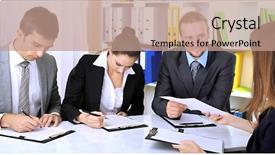  Presentation with job interview - Slide set consisting of personnel file - job applicants having interview background and a  colored foreground