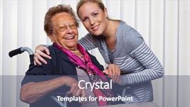  Presentation with disability - PPT theme featuring persons disability - grandson visiting his grandmother who background and a  colored foreground