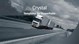  Presentation with truck - Colorful PPT layouts enhanced with perspective and in a bluish backdrop and a gray colored foreground