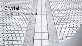  Presentation with concrete pavement - Cool new PPT theme with perspective of concrete brick pavement road backdrop and a light gray colored foreground