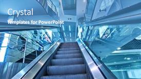  Presentation with terminal - Amazing slide deck having perspective-of-up-escalator backdrop and a teal colored foreground