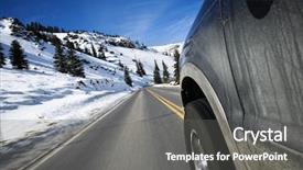  Presentation with winter driving - Amazing PPT layouts having perspective shot of suv driving backdrop and a gray colored foreground