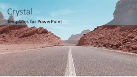  Presentation with landscape desert - Slide set consisting of perspective-straight-road-in-desert background and a light blue colored foreground