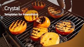  Presentation with grilled - Slide deck having perssimon fruit - grilled persimmons closeup background and a  colored foreground
