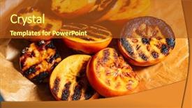  Presentation with grilled - Cool new slide deck with perssimon fruit - grilled persimmons closeup backdrop and a  colored foreground