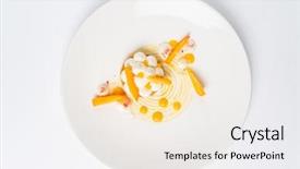 Presentation with tart tatin - Colorful presentation theme enhanced with perssimon fruit - persimmon and meringue tart backdrop and a white colored foreground